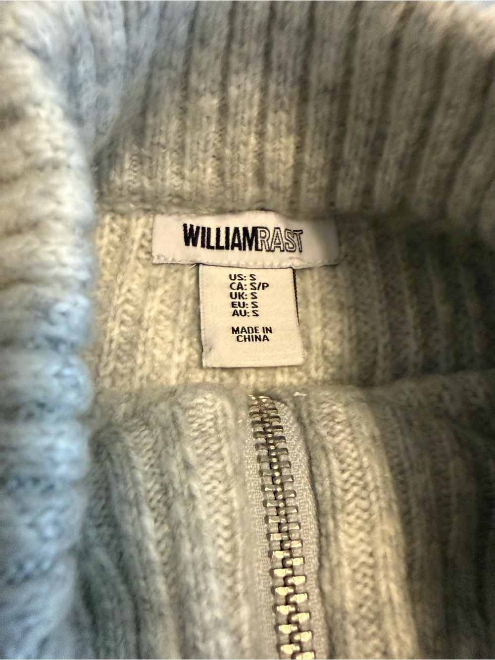 William Rast Cream Ribbed Zip Cropped Cardigan - Picture 3 of 4